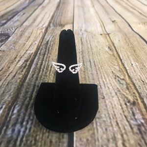 Adjustable Angel Wings Silver Colored Ring